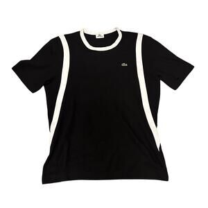 90s Vintage Lacoste Men's Shirt Black White, size L (5)